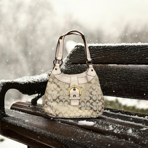 Coach Cream and Tan Soho Shoulder Bag